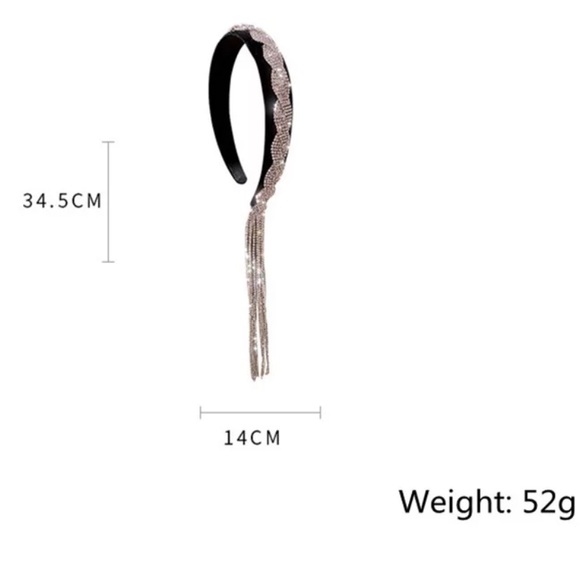 Long tassel asymmetry rhinestone headband - Picture 6 of 6